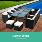 Gardeon Outdoor Dining Set 13 Piece Wicker Table Chairs Setting Black