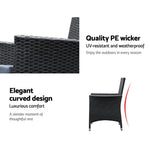 Gardeon Outdoor Dining Set 7 Piece Wicker Lounge Setting Black