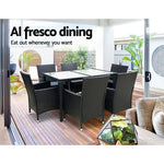 Gardeon Outdoor Dining Set 7 Piece Wicker Lounge Setting Black