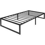 Twin Size 14 Inch Black Metal Steel Slat Platform Bed
