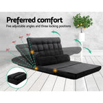 Artiss Floor Lounge Sofa Bed 2-seater Charcoal Suede