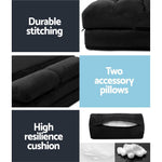Artiss Floor Lounge Sofa Bed 2-seater Charcoal Suede