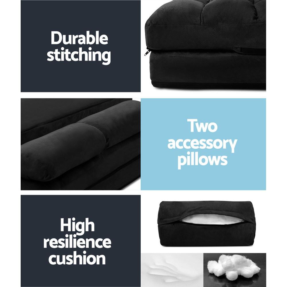 Artiss Floor Lounge Sofa Bed 2-seater Charcoal Suede