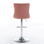 Swivel Velvet Barstools Adjusatble Seat Height From 25-33 Inch Pink,Set Of 2