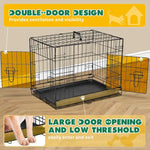 Dog Crate With Divider Double Door Folding Wire Dog Crate With Plastic Leak-proof Plate, Indoor Pet Kennel