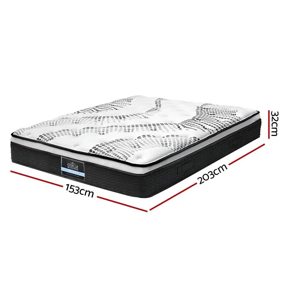 Giselle Bedding Como Euro Top Pocket Spring Mattress 32cm Thick –