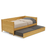 Twin Solid Wood Daybed with Roll Out Trundle Bed Frame in Light Yellow