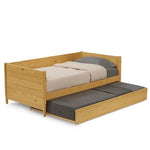 Twin Solid Wood Daybed with Roll Out Trundle Bed Frame in Light Yellow
