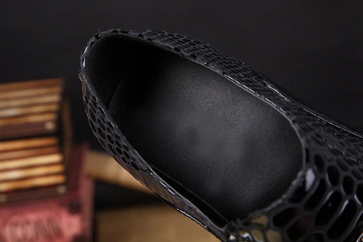 NA011 Black Prom Party Shoes Men Handmade Leather Wedding Dress Shoes