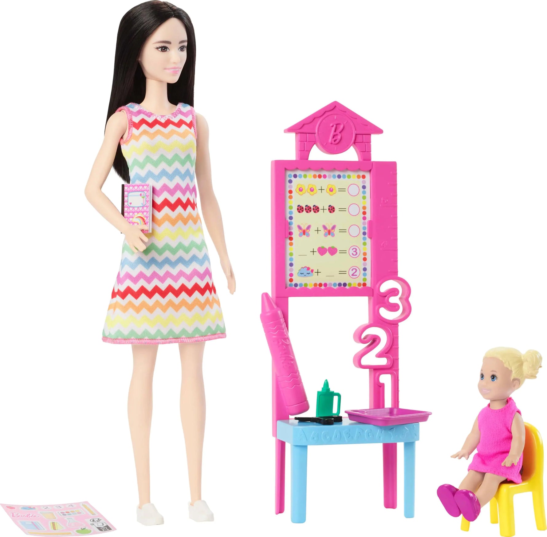 Barbie Teacher Doll with Blonde Fashion Doll with Printed Dress 1 Toddler Doll & Teaching Accessories