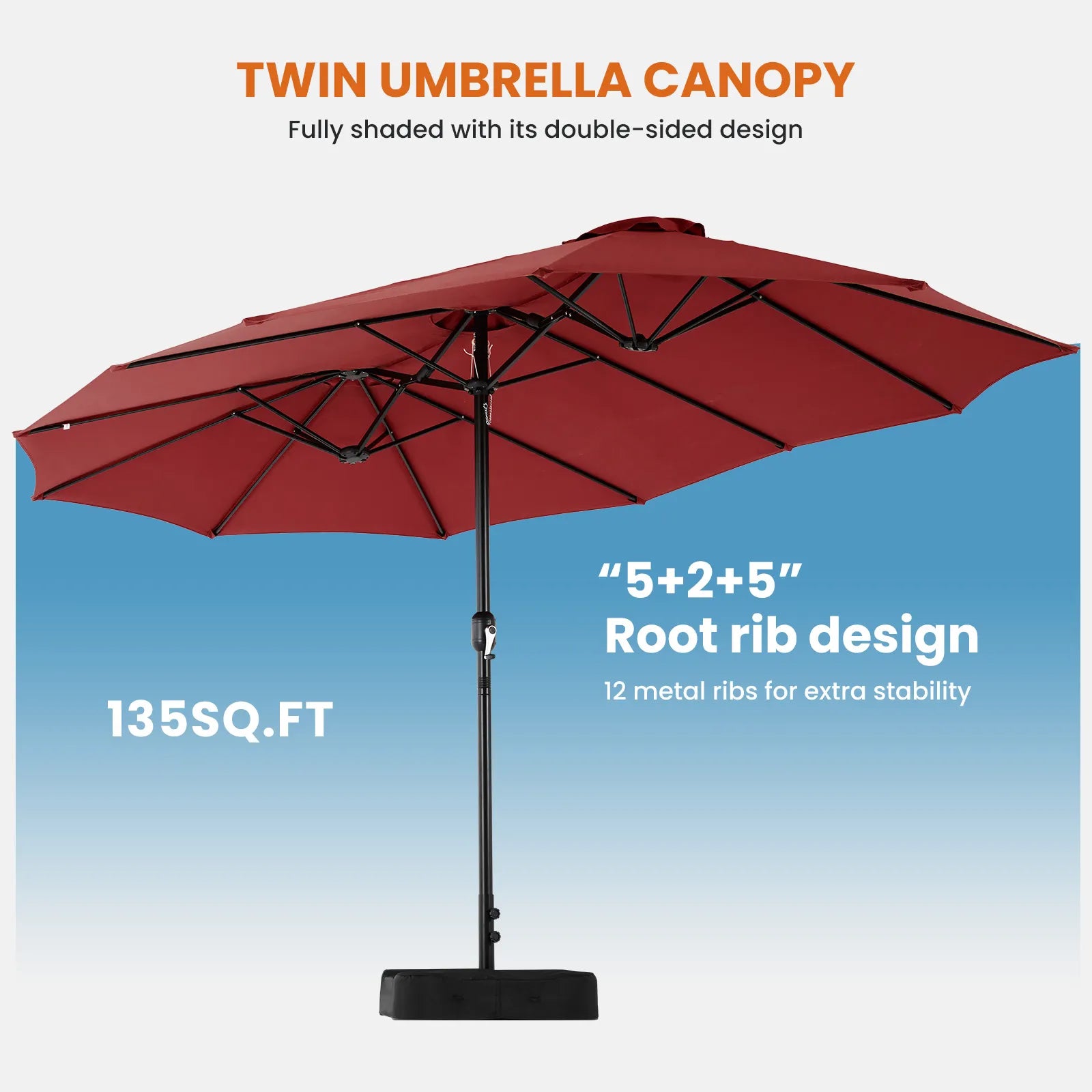 15ft Large Outdoor Patio Umbrella