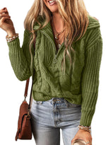 EVALESS Womens Sweaters Fall Outfits Trendy 2024 Business Casaul Work Clothes Quarter Zip Oversized Pullover Sweaters Cute Long Sleeve Chunky Knit Green Sweater for Women Winter Clothing X-Large