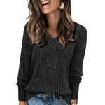 MolHolai Fall Long Sleeve V Neck Shirts for Women Lightweight Tunic Sweater Trendy 2024 Winter Outfits Ladies Fall Sweaters for WomensBlackLU57S