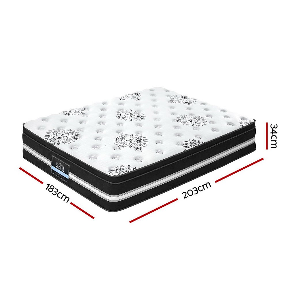 Giselle Bedding Donegal Euro Top Cool Gel Pocket Spring Mattress 34cm
