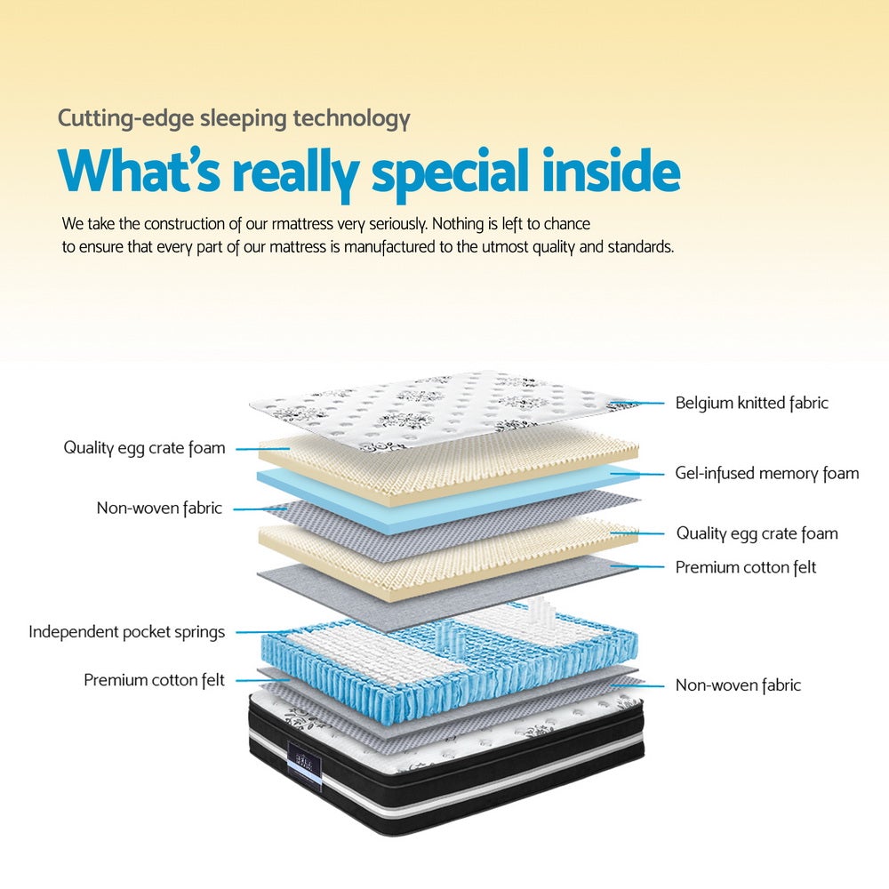 Giselle Bedding Donegal Euro Top Cool Gel Pocket Spring Mattress 34cm