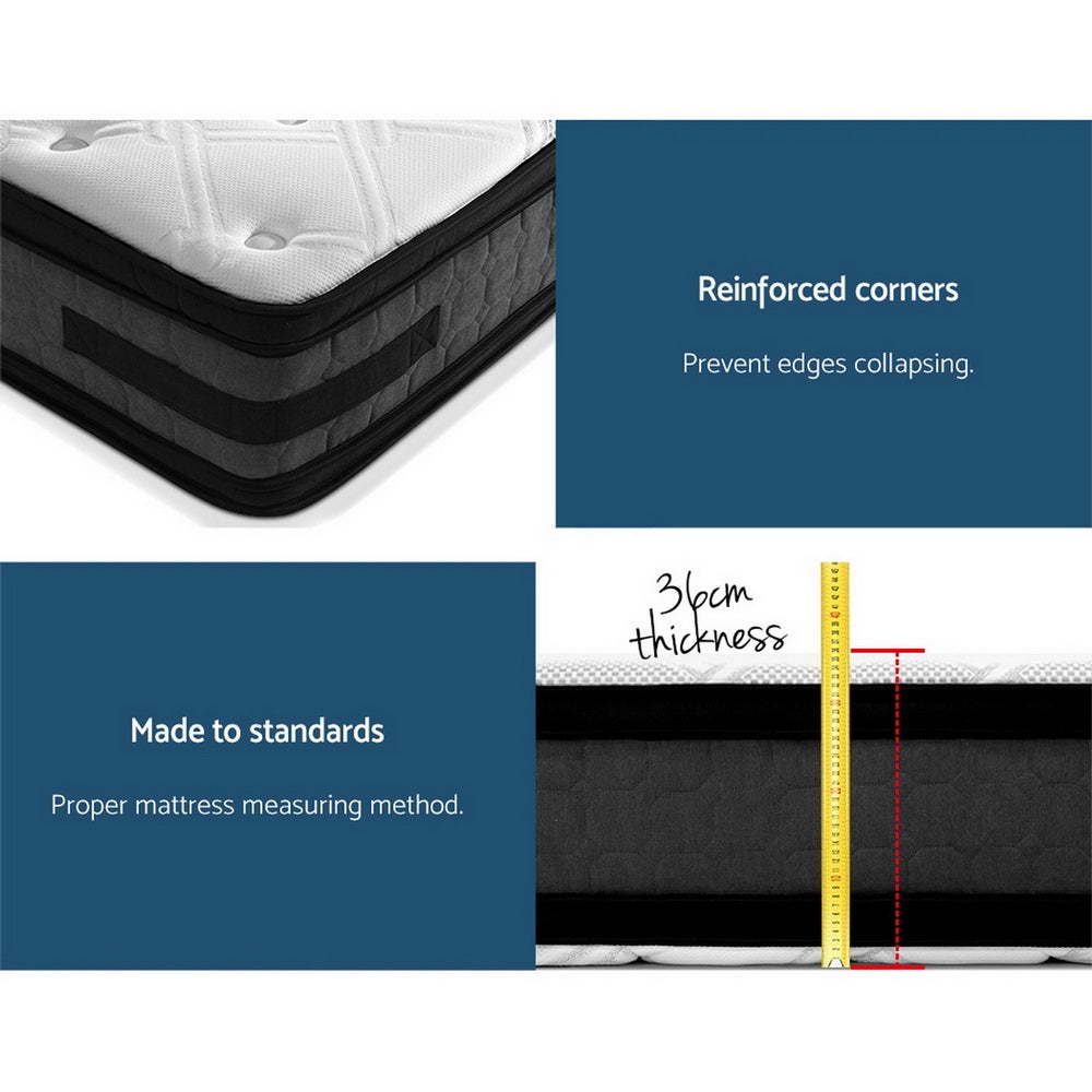Giselle Bedding Luna Euro Top Cool Gel Pocket Spring Mattress 36cm