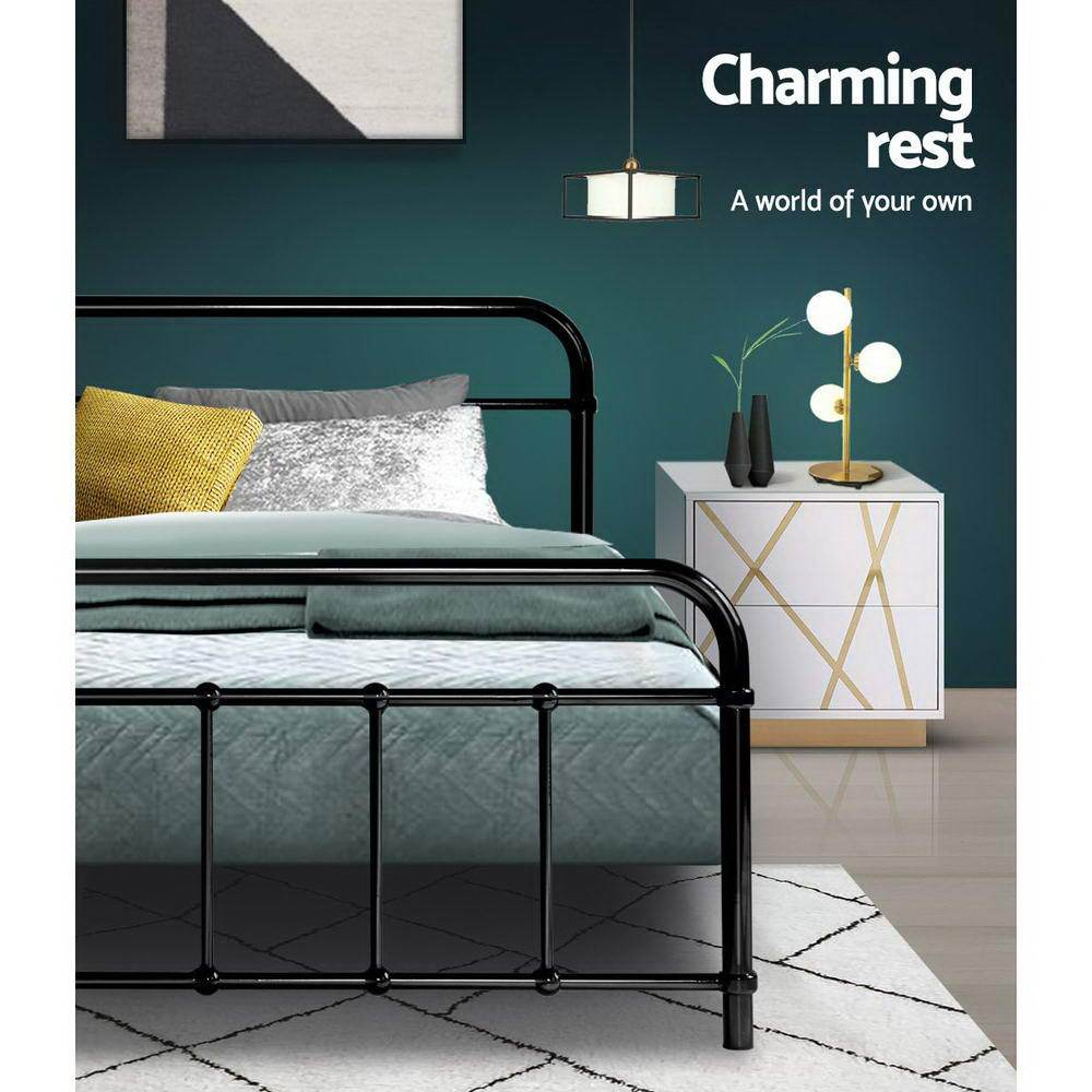 Artiss Bed Frame Metal Bed Frame LEO - Single (Black)