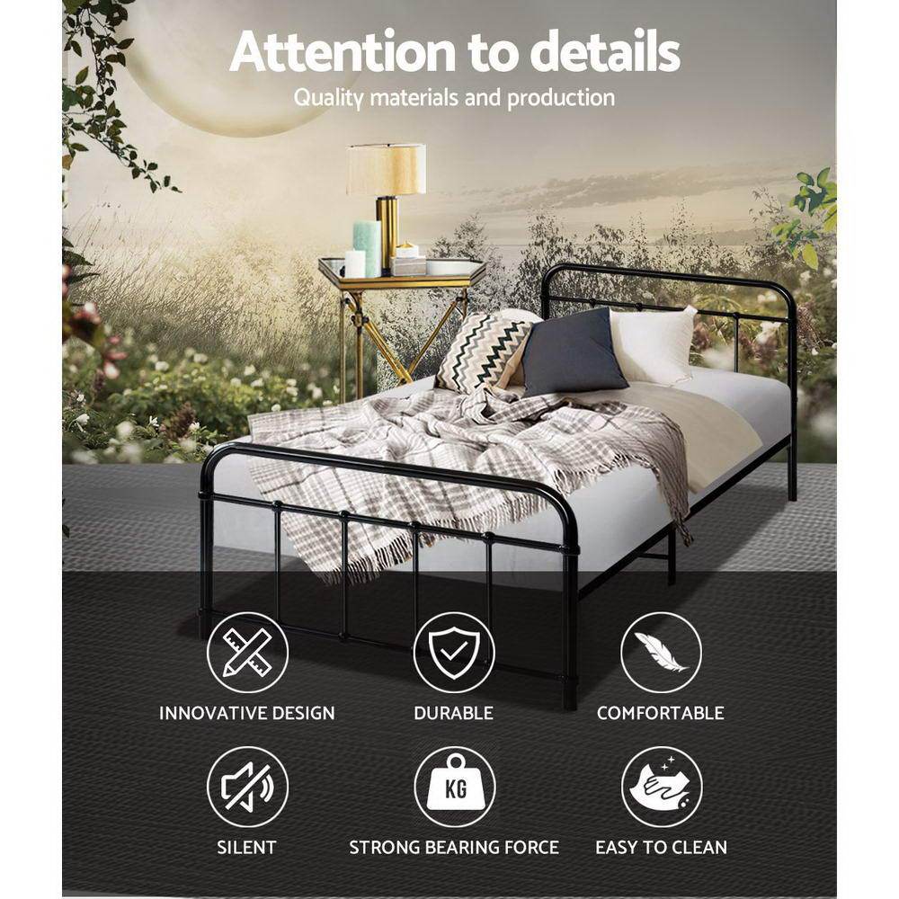 Artiss Bed Frame Metal Bed Frame LEO - Single (Black)