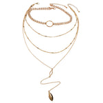 Ladies Jewellery Rhinestone Multi-layer Gold Chain Y Shape Pendant