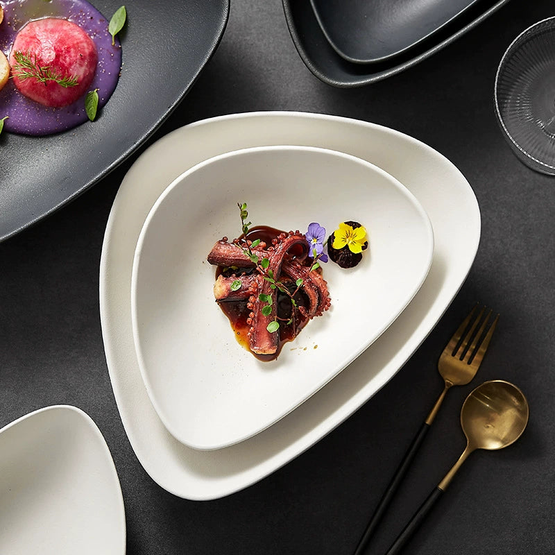 Nordic Luxury Ceramic Dinner Plate – Modern Western Pasta Tableware fo