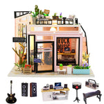 Spilay DIY Miniature Dollhouse Kit with Wooden FurnitureDIY Dollhouse Kit with Dust Proof and Music Movement1:24 Scale Creative Room for Romantic Valentines Gift(Time Studio)