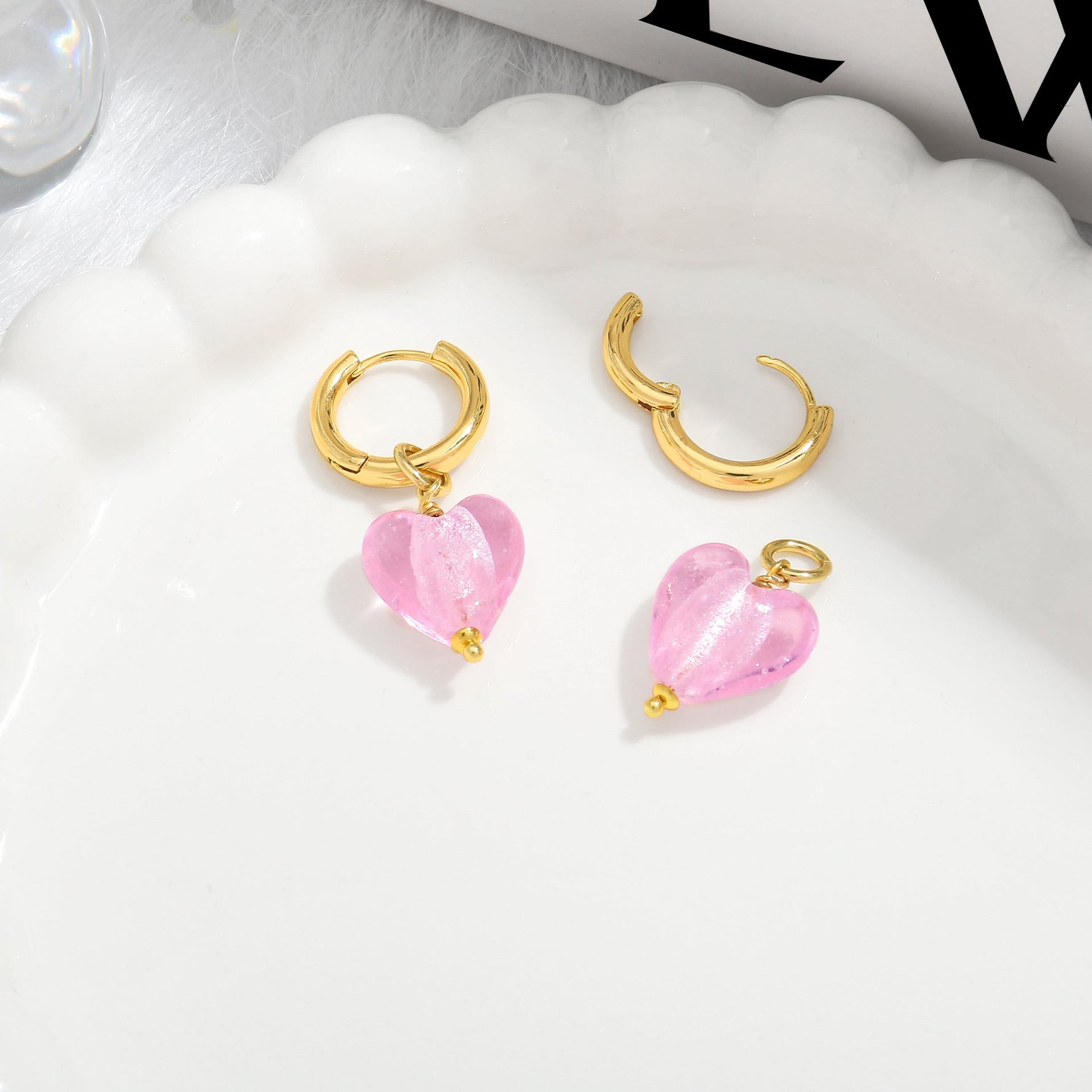 Pink Acrylic Earrings Made in Greece, European Mayol Jewelry