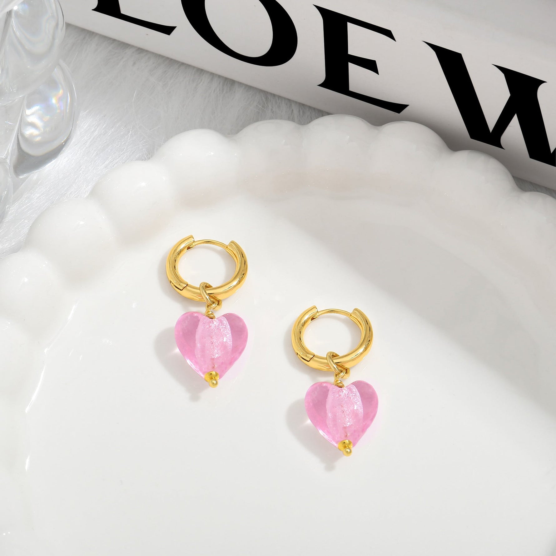 Pink Acrylic Earrings Made in Greece, European Mayol Jewelry