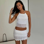 Women's Spring And Summer Backless Pleated Stripe Fabric Personalized