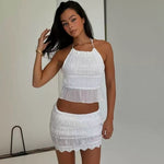 Women's Spring And Summer Backless Pleated Stripe Fabric Personalized