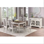 Antique White Set Of 2 Dining Chairs Grey Upholstered Tufted Unique Design Chairs Back Cushion Seat Dining Room