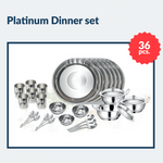 Steel Platinum Dinner Set 36 Pieces Laser Design | Family Dinnerware