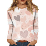 Valentines Shirts for Women Festival Outfits Cute Long Sleeve Tops Valentines Day Shirts for Women Ladies Tops Funny Heart Shirts Long Sleeve Tops Old Money Clothes Long Sleeve Tee Shirts RedM