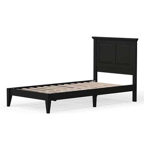 Twin Traditional Solid Oak Wooden Platform Bed Frame with Headboard in