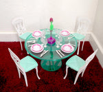 My Fancy Life Dollhouse Furniture- Meal Time Green Dinning Table Play Set
