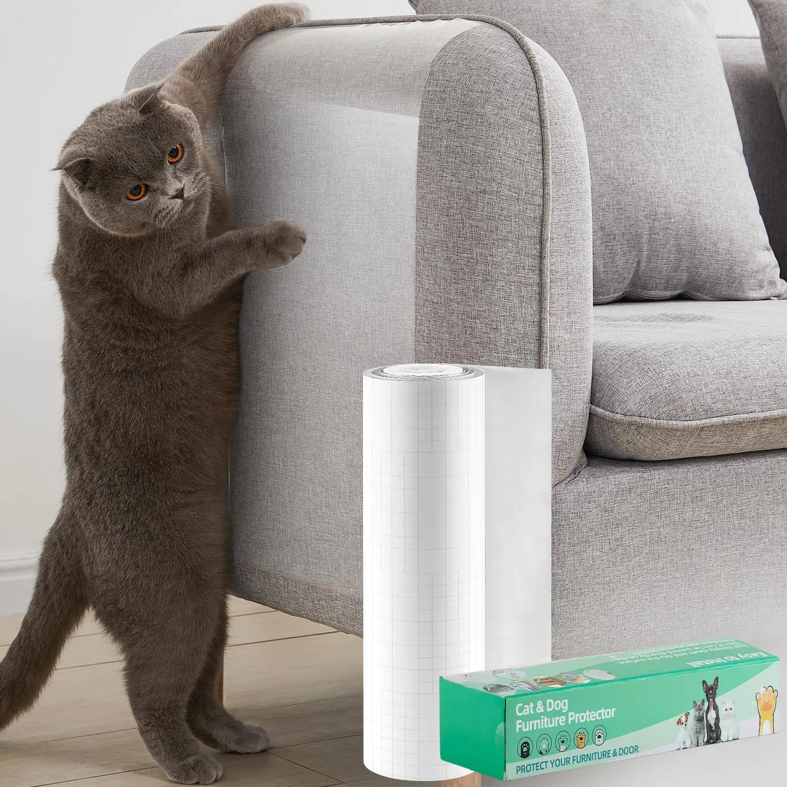 BARPOT Cat Scratch Furniture Protector - Cat Scratch Deterrent Furniture Protectors for Sofa Counters Doors-Couch Corner Protectors for Cats (8.3" x 10FT)