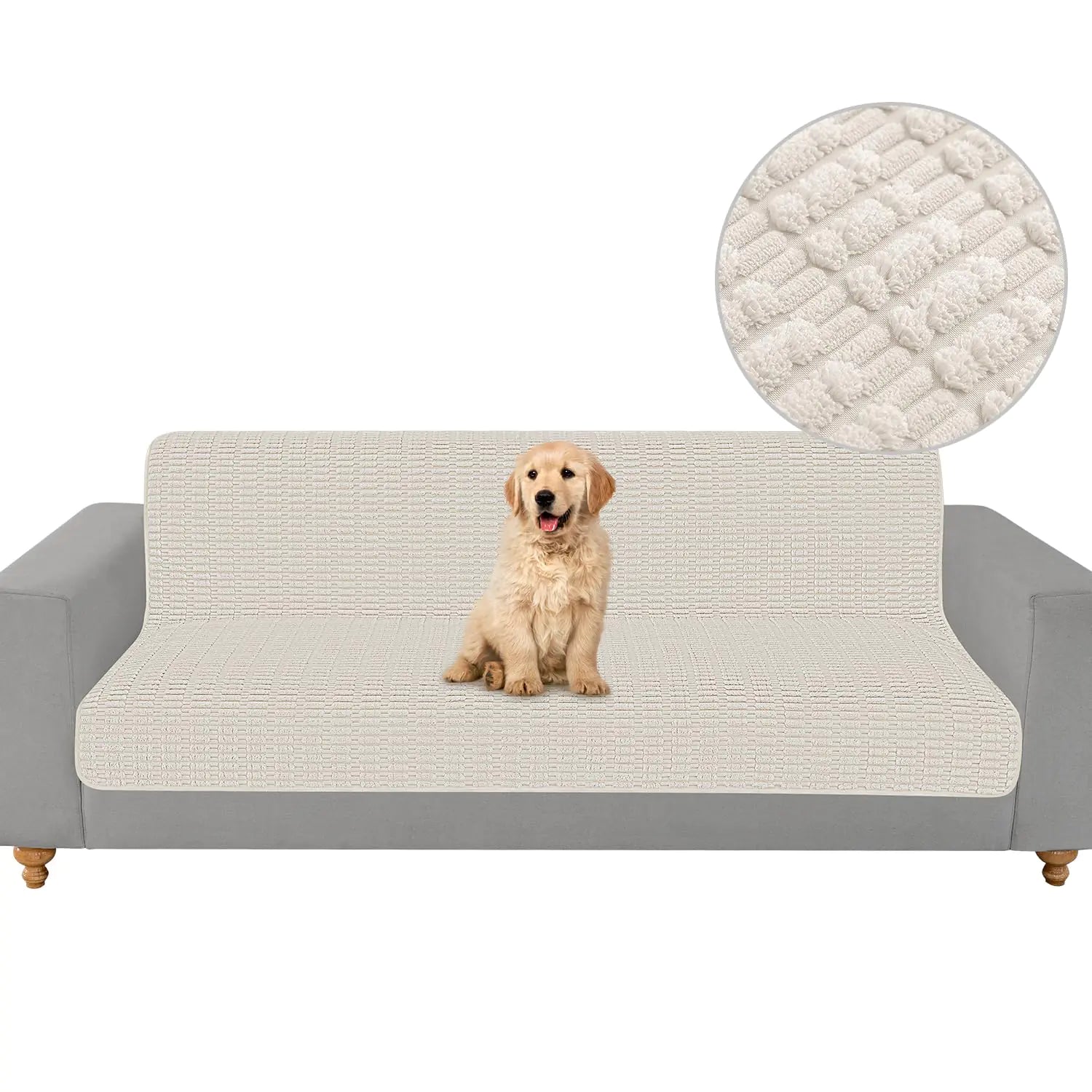 Foxdecor Couch Cover Sofa Covers Washable Dog Bed Cover Couch Covers for 3 Cushion Couch Sofa Pet Friendly Dog Couch Cover Furniture Covers for Pets.(Cream 58x82 inch)
