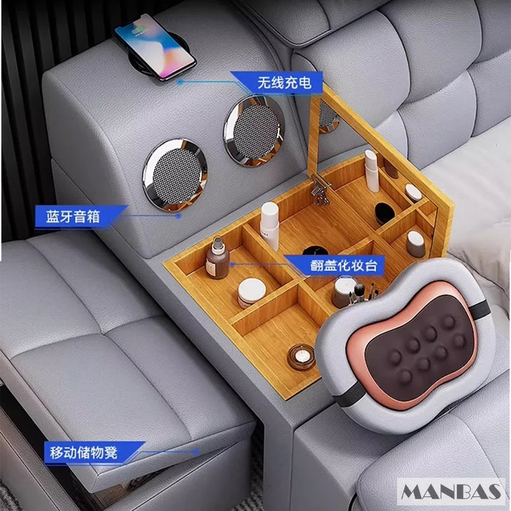 MANBAS Luxury King Size Genuine Leather Bed / Tech Smart Bed /