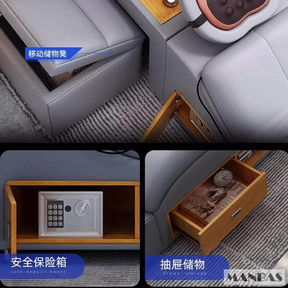 Linlamlim Luxury King Size Genuine Leather Bed / Tech Smart Bed /