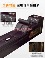 Genuine leather bed frame Soft Beds massager storage safe speaker LED