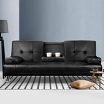 Artiss Sofa Bed Lounge Convertible Leather Couch Bed 3 Seater