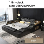 Genuine Leather Bed Frame Soft Beds Massager Storage Safe Speaker