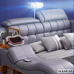 MANBAS Luxury King Size Genuine Leather Bed / Tech Smart Bed /