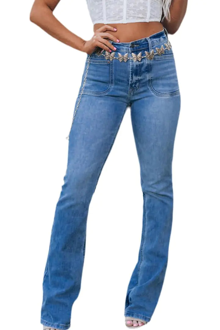YouSexy Womens Flare Jeans Destroyed Bell Bottom Denim Pants 70s Outfits