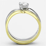 TK1092 - Two-Tone IP Gold (Ion Plating) Stainless Steel Ring with AAA