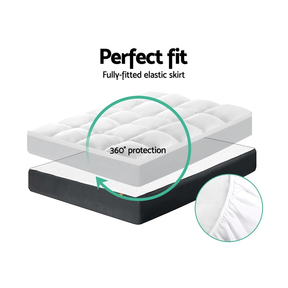 Giselle Queen Mattress Topper Pillowtop 1000GSM Microfibre Filling