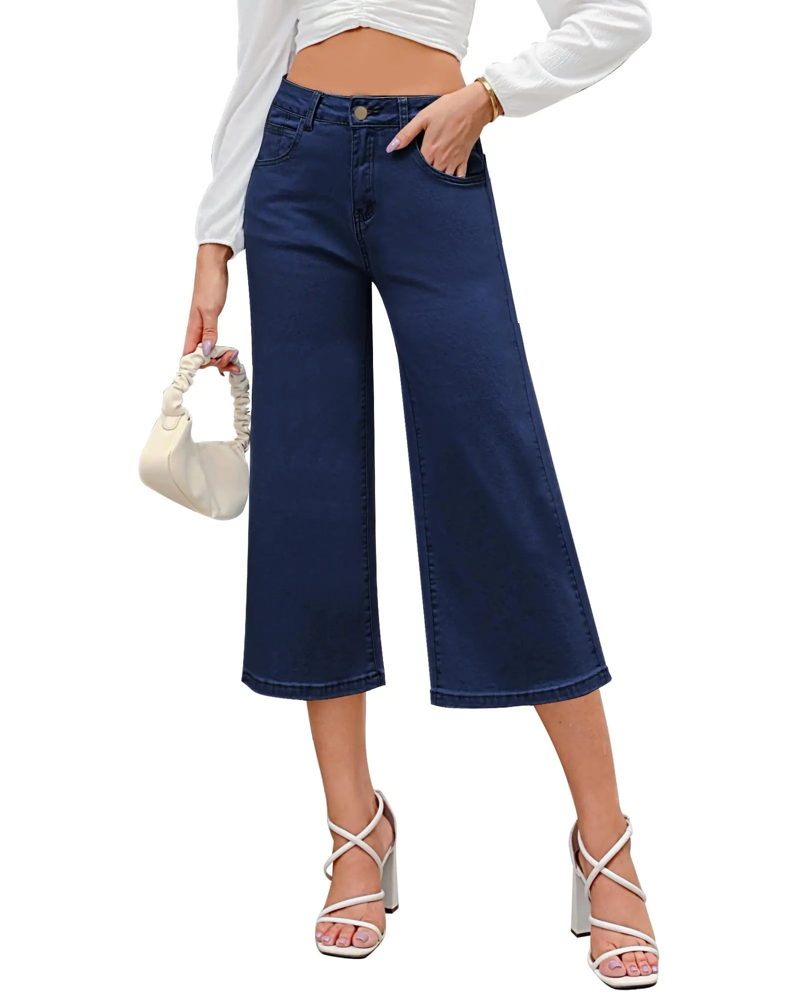 GRAPENT Stretch Jeans for Women Womens Stretchy Jeans Capri Jean Pants for Women Hippie Clothes for Women Womens Ankle Pants Womens Summer Outfits Color Twilight Blue Size Small Size 4 Size 6