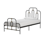 Twin size Farmhouse Adjustable Height Platform Bed in Black Gold Metal