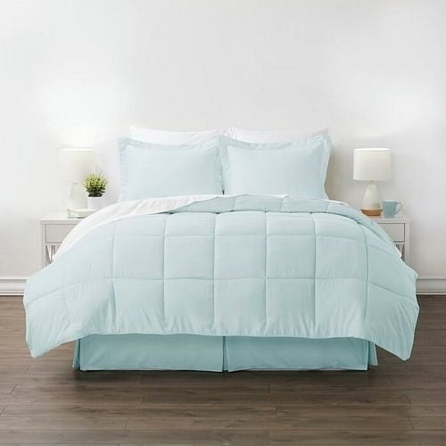 Twin XL Microfiber 6-Piece Reversible Bed-in-a-Bag Comforter Set in