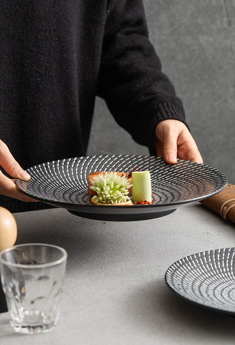 Meteor Shower Ceramic Plate - Elegant Light Luxury Round Dinner and
