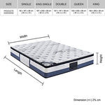 King Single Mattress Latex Pillow Top Pocket Spring Foam Medium Firm